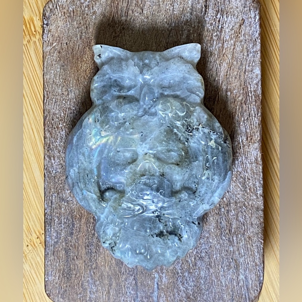💎Labradorite Owl Skull-1190